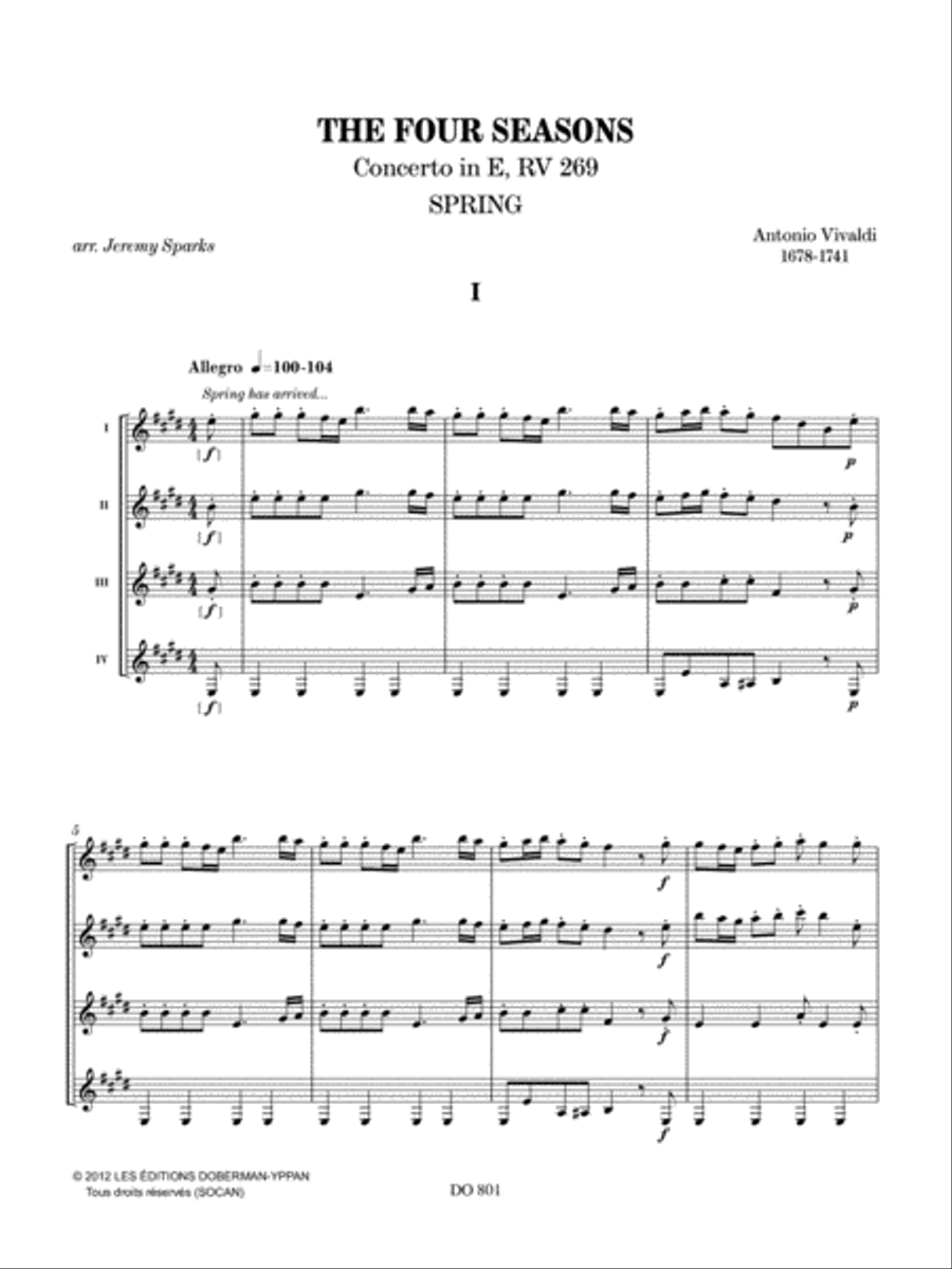 The Four Seasons - Spring Guitar Ensemble scores gallery preview page 3