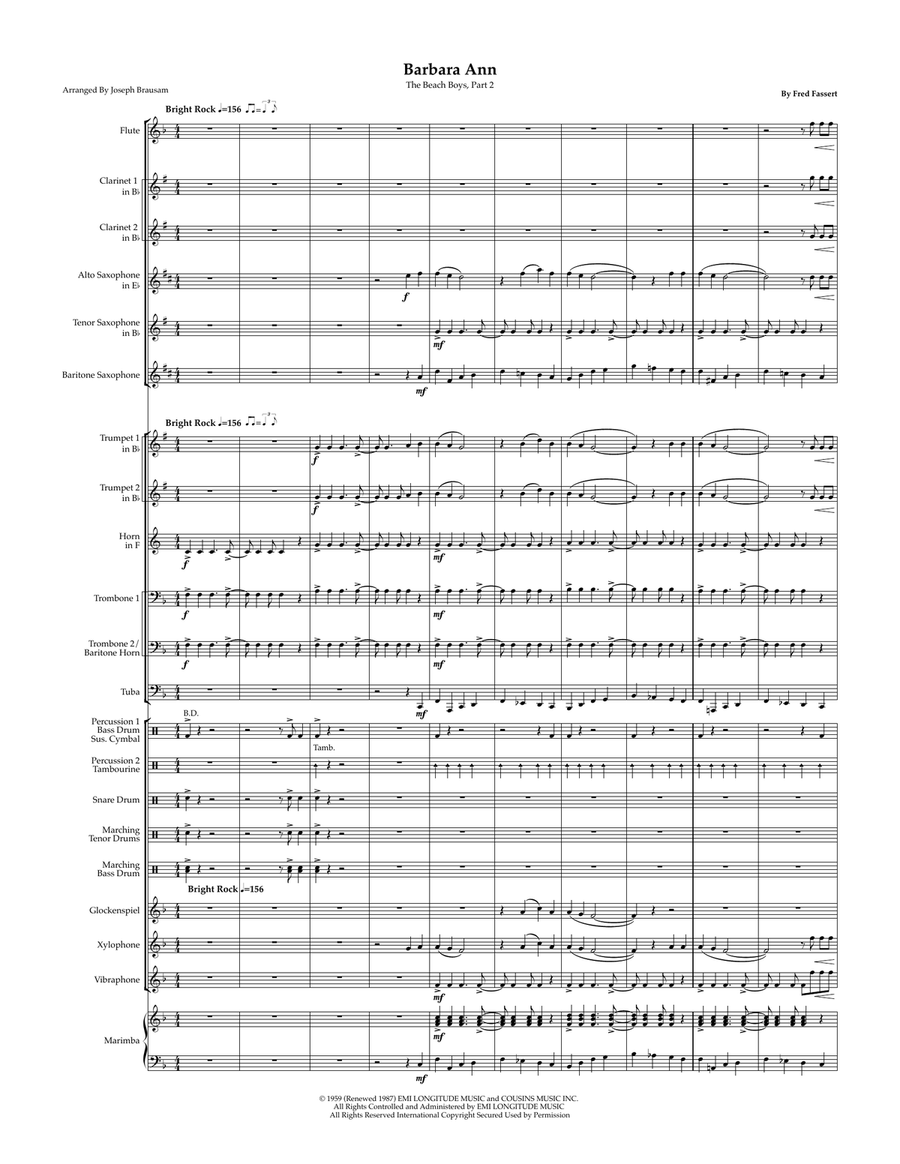 Barbara Ann Marching Band scores gallery preview page 1