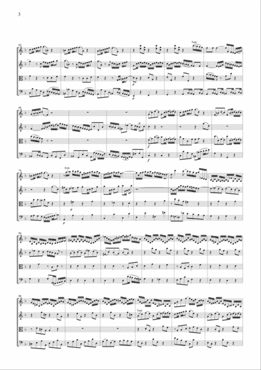 J.S.Bach Concerto for Violin and Oboe in d BWV1060, for string quartet, CB225 String Quartet scores gallery preview page 3
