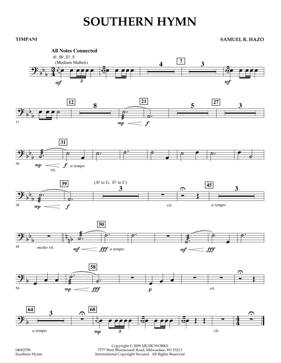 Southern Hymn - Timpani Percussion scores gallery preview page 1