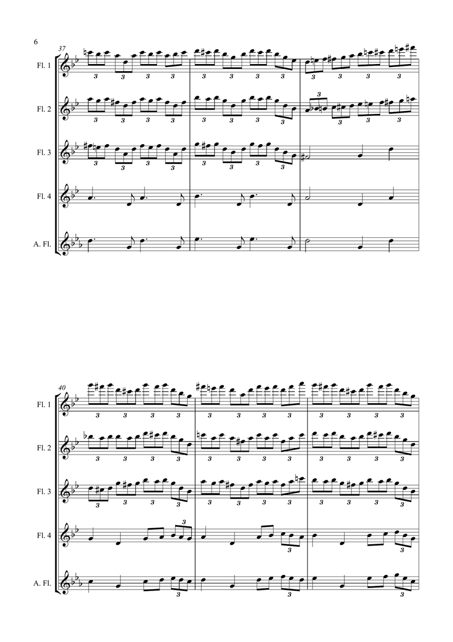 Carol of the Bells (Ukrainian Bell Carol) - Jazz Arrangement for Flute Quartet Flute Quartet scores gallery preview page 6