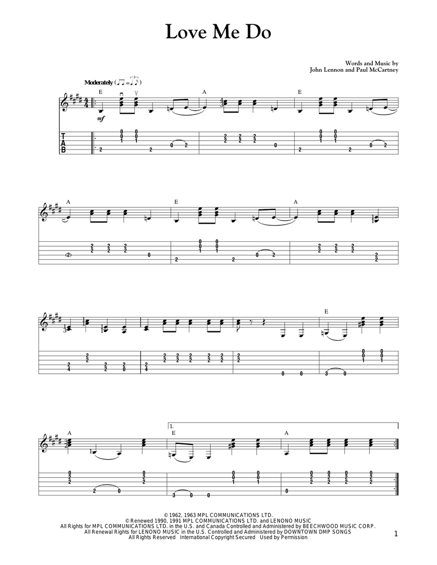 Love Me Do Acoustic Guitar scores gallery preview page 1