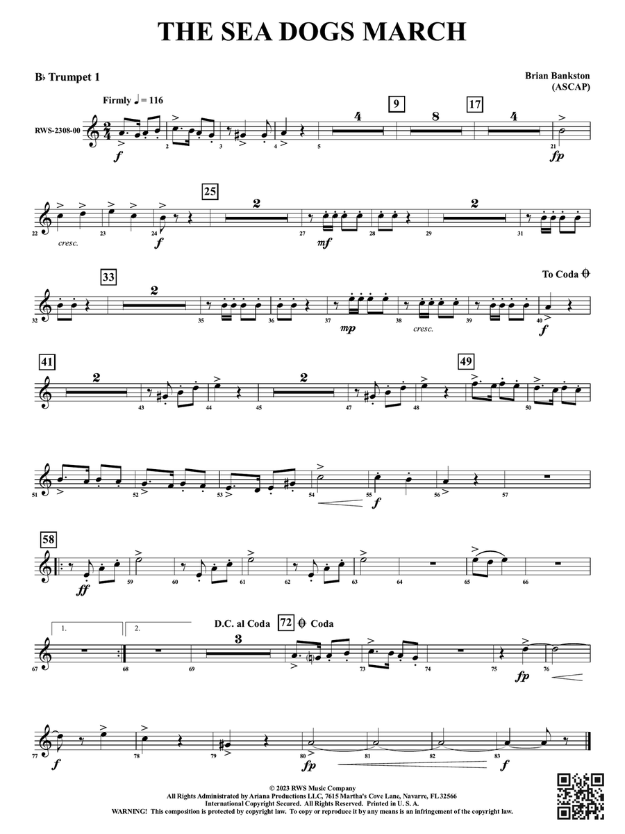 The Sea Dogs March: 1st B-flat Trumpet B-Flat Trumpet scores gallery preview page 1