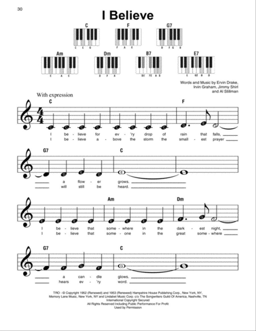 I Believe Easy Piano scores gallery preview page 1