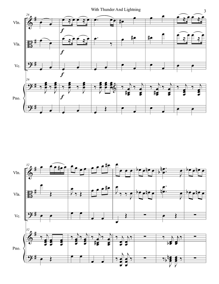 Johann Strauss II - Thunder and Lightning Polka arr. for piano quartet (score and parts) Piano Quartet scores gallery preview page 3