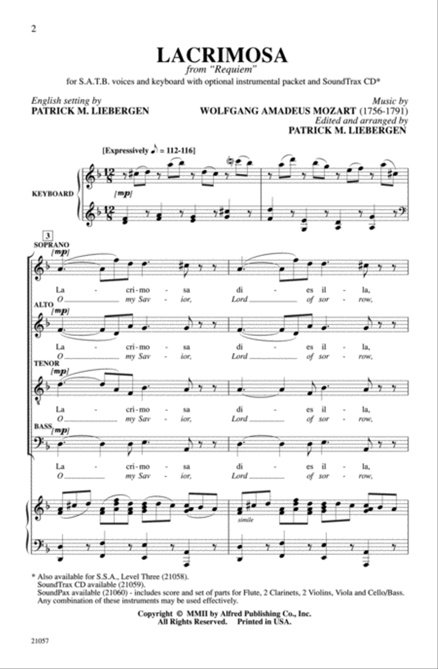 Lacrimosa (from Requiem) Lacrimosa (from Requiem) Choir scores gallery preview page 1