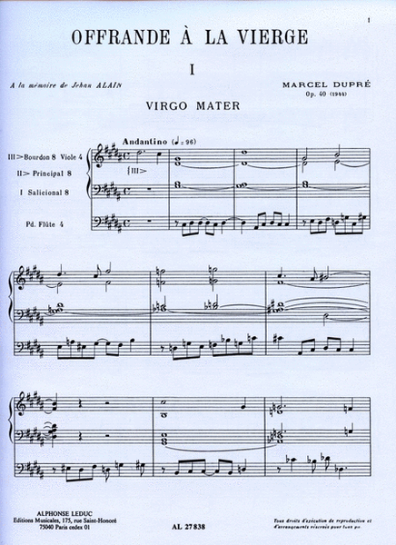 Offrande A La Vierge Op.40 (organ)
