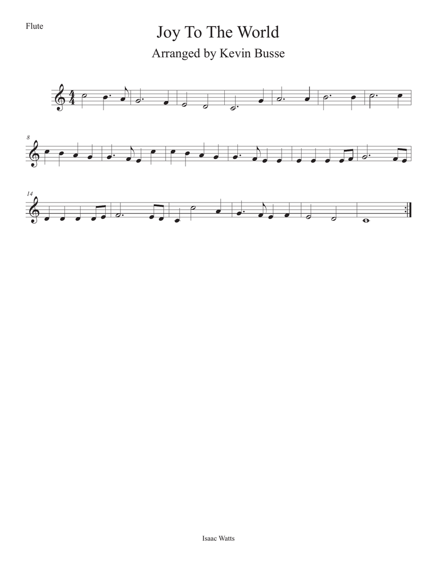 Joy To The World (Easy key of C) Flute Flute Solo scores gallery preview page 1
