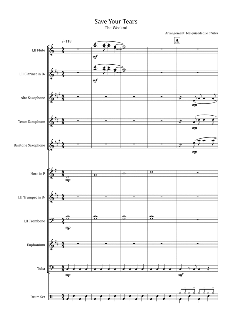Save Your Tears Clarinet scores gallery preview page 1