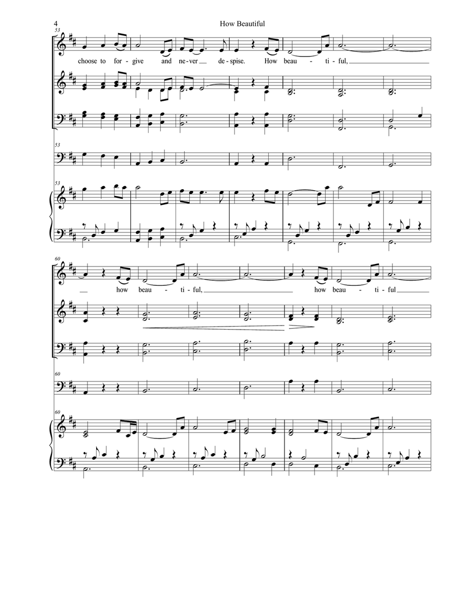 How Beautiful Choir scores gallery preview page 4