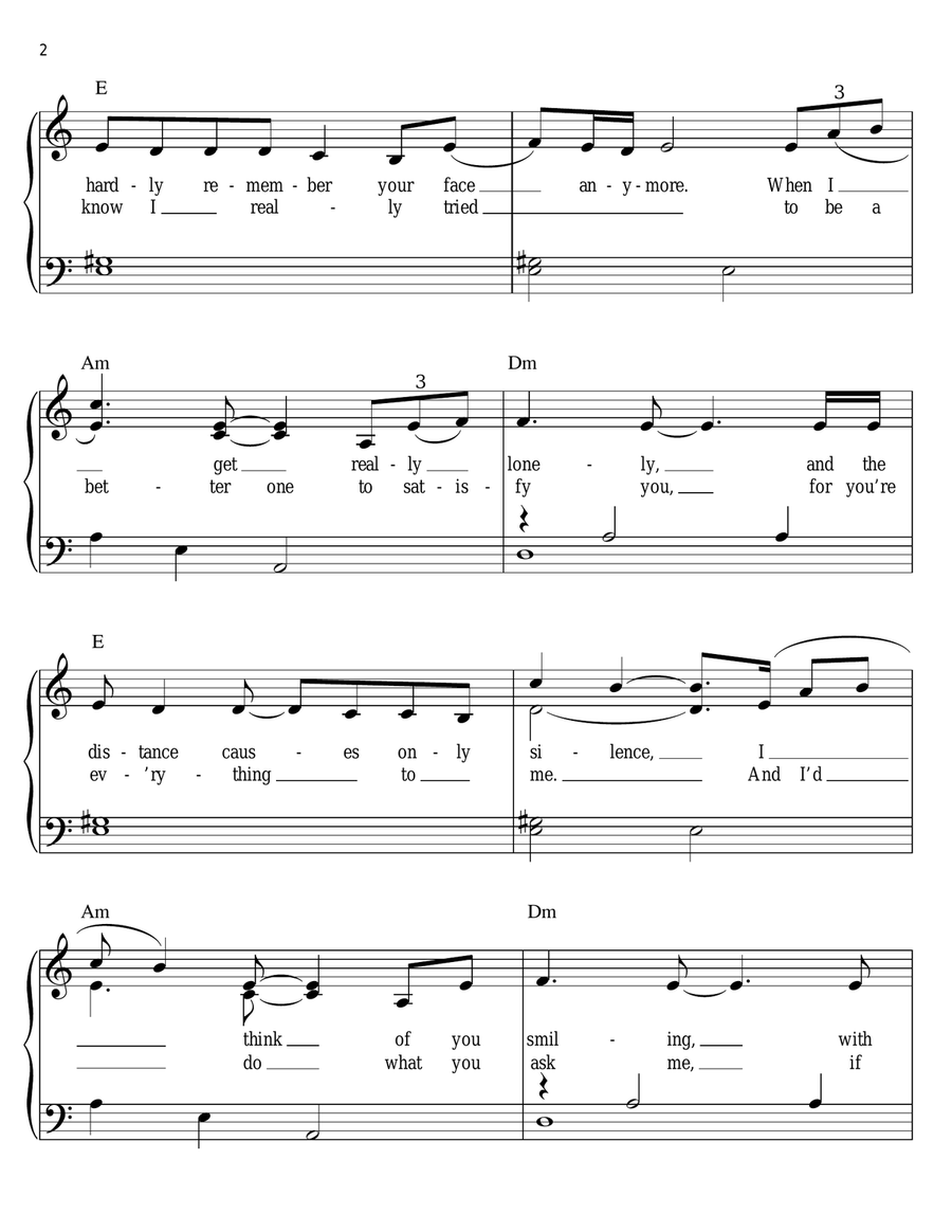 If You Want Me Easy Piano scores gallery preview page 2