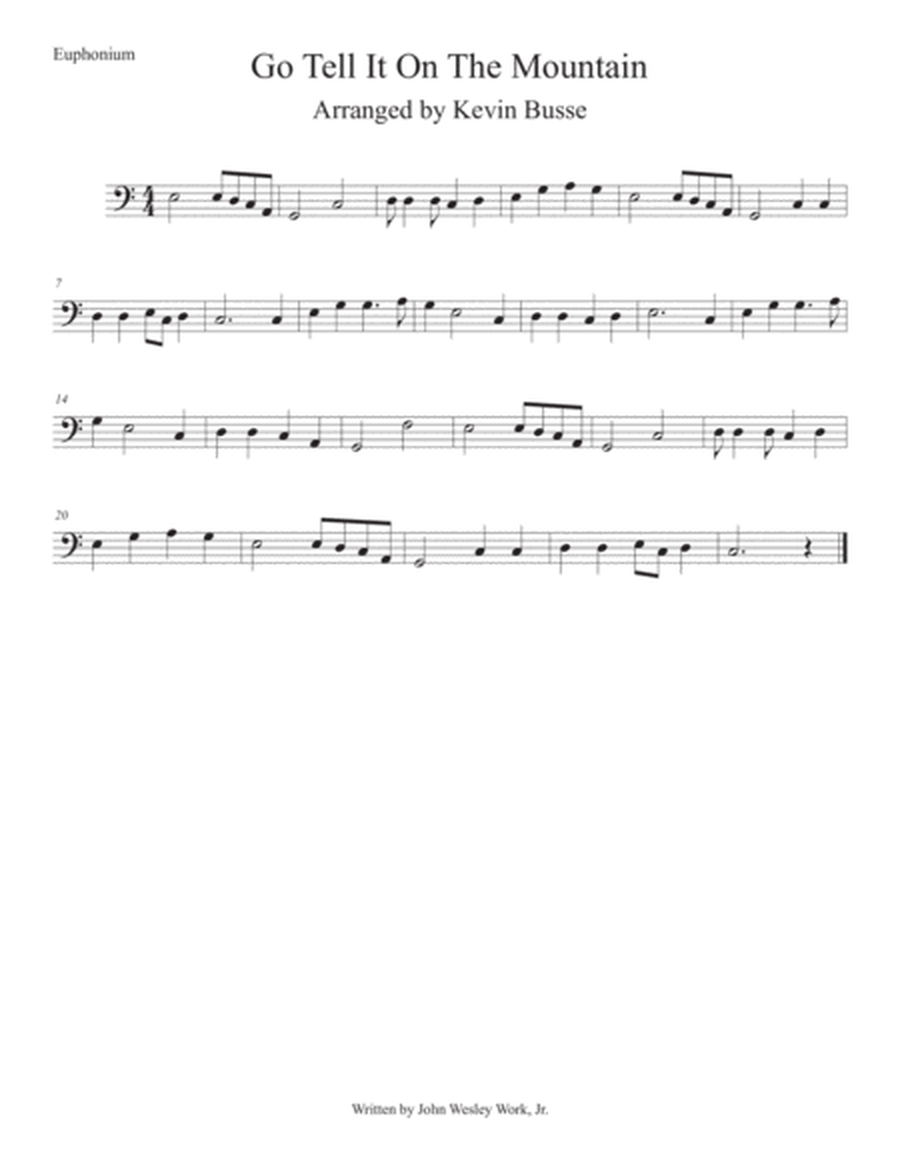 Go Tell It On The Mountain (Easy key of C) Euphonium image number null