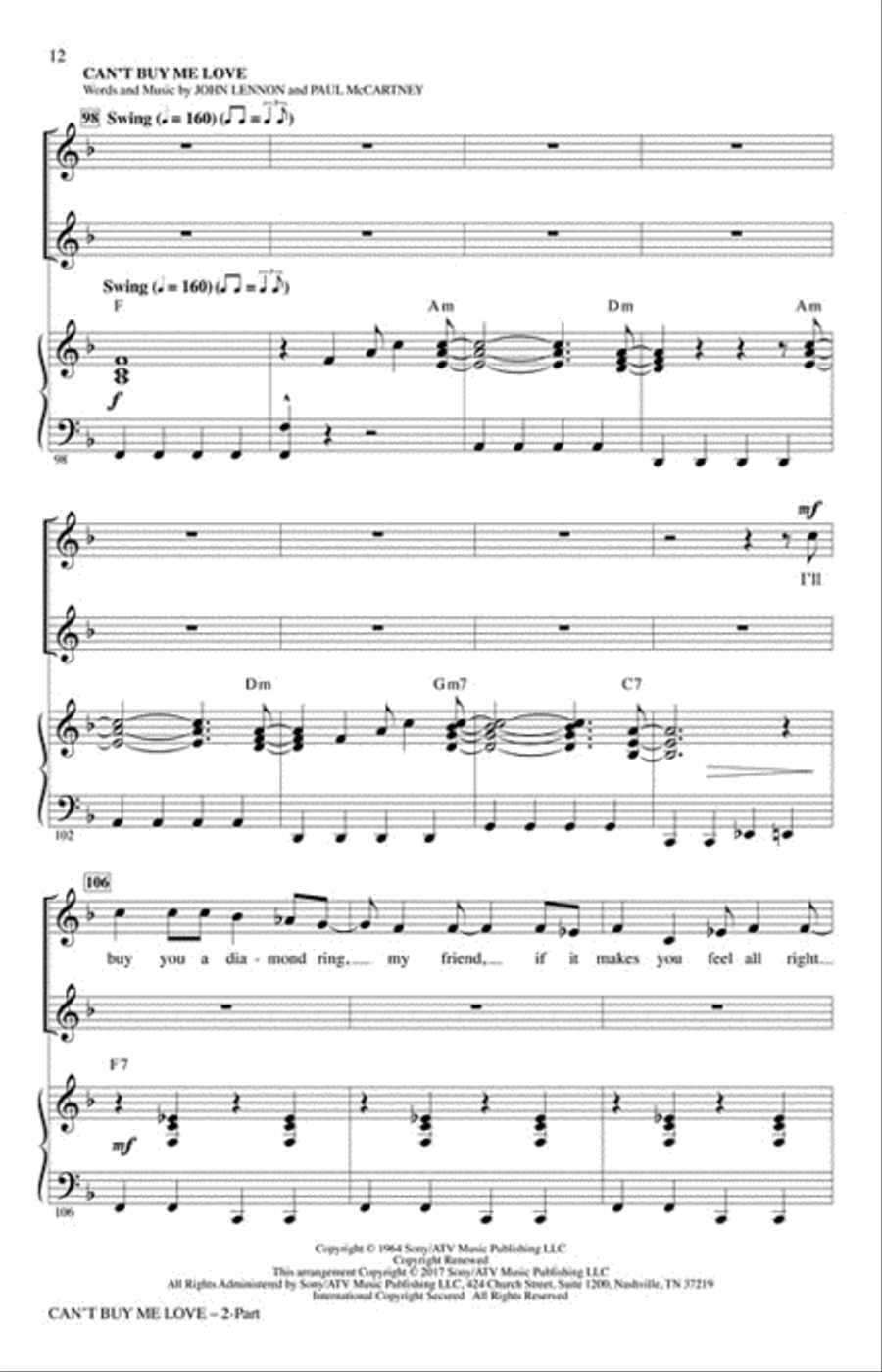 Can't Buy Me Love Can't Buy Me Love 2-Part scores gallery preview page 5