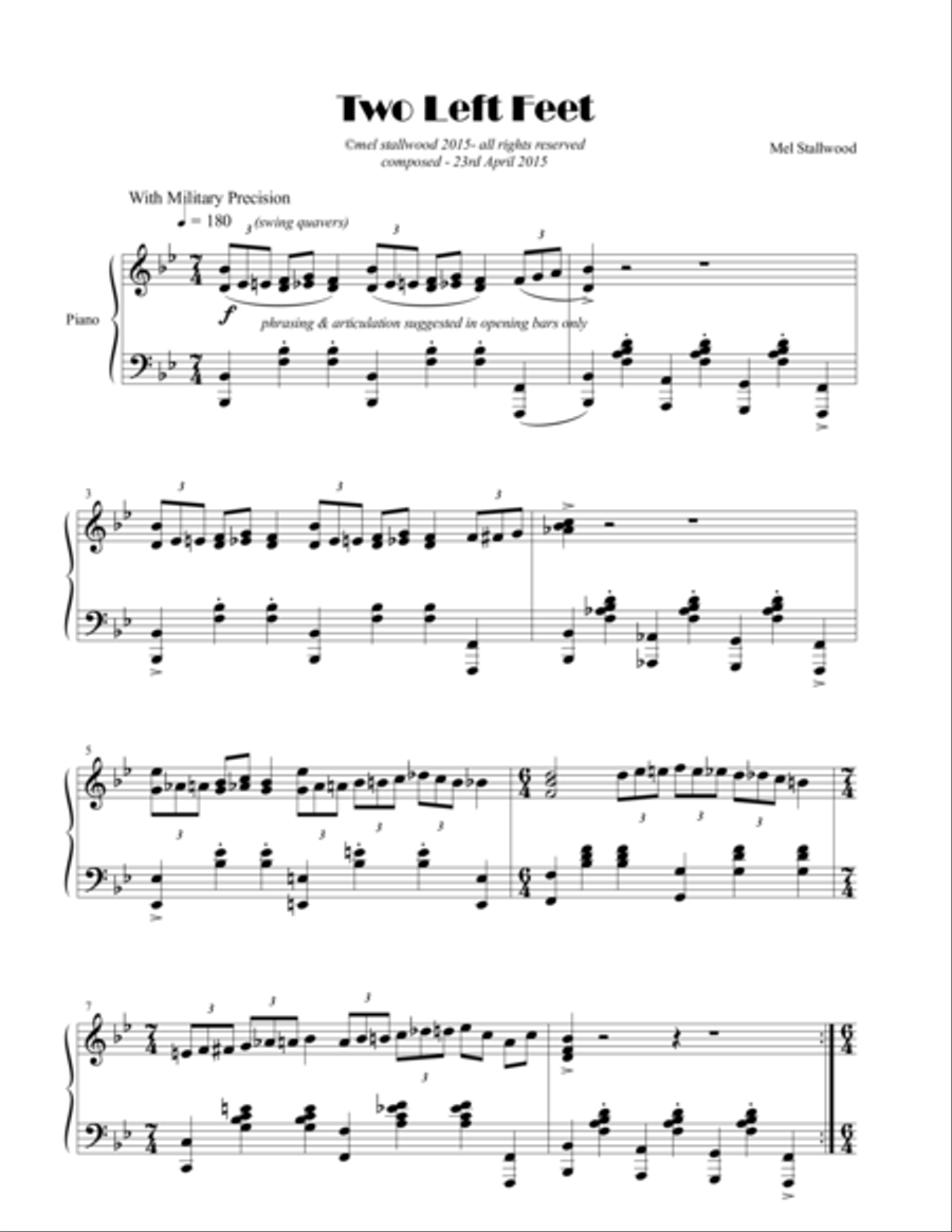 Two Left Feet Piano Solo scores gallery preview page 1