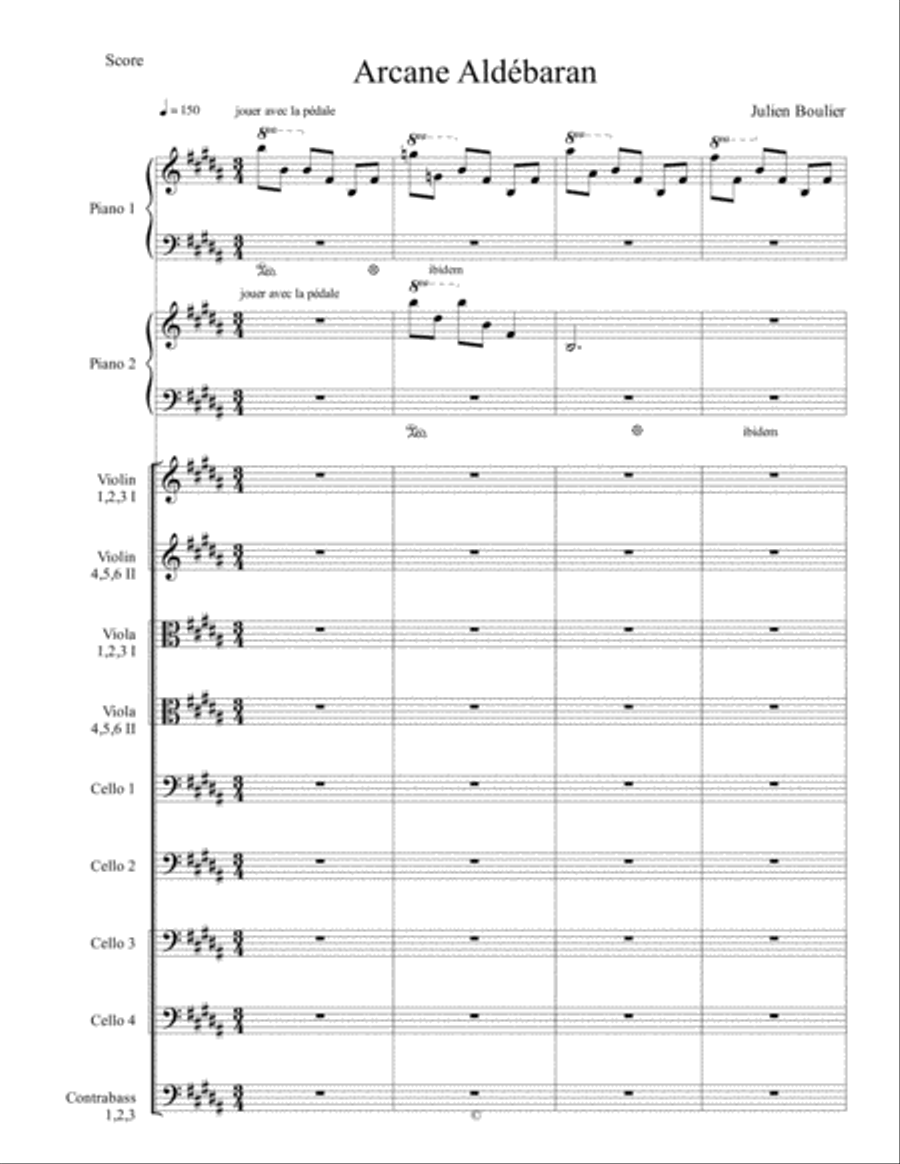 Arcane Aldébaran pour 2 pianos et cordes with The Public Studio Vimeo pro video Chamber Orchestra scores gallery preview page 1