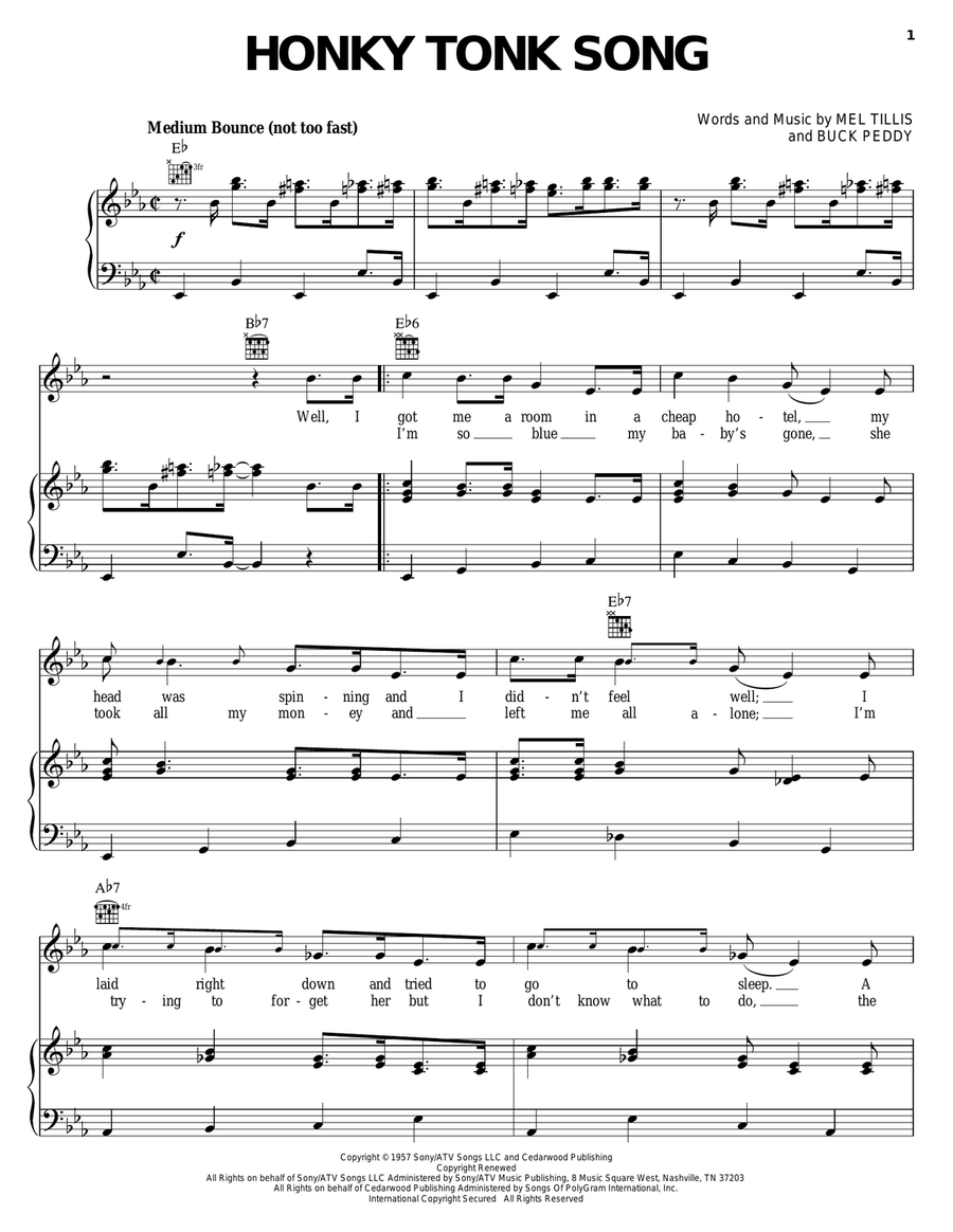 Honky Tonk Song Honky Tonk Song Piano, Vocal, Guitar scores gallery preview page 1