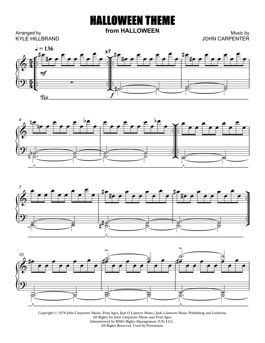 Halloween Theme Piano Solo scores gallery preview page 1