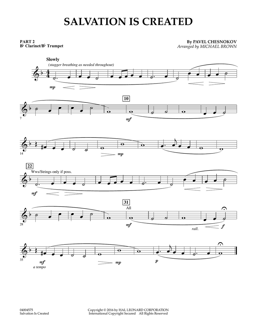 Salvation Is Created - Pt.2 - Bb Clarinet/Bb Trumpet Concert Band scores gallery preview page 1