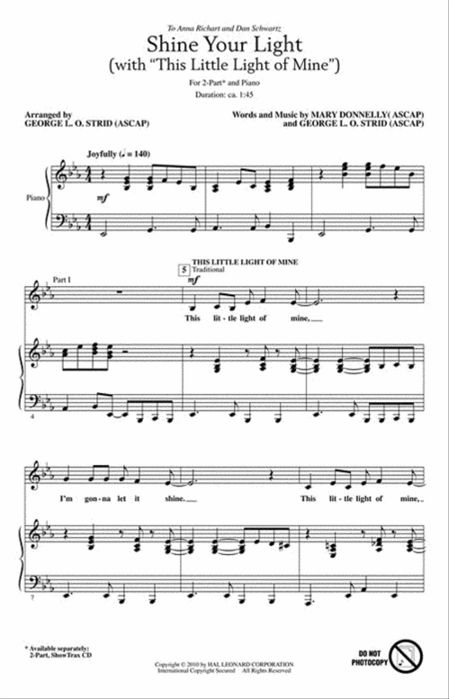 Shine Your Light Shine Your Light 2-Part scores gallery preview page 2