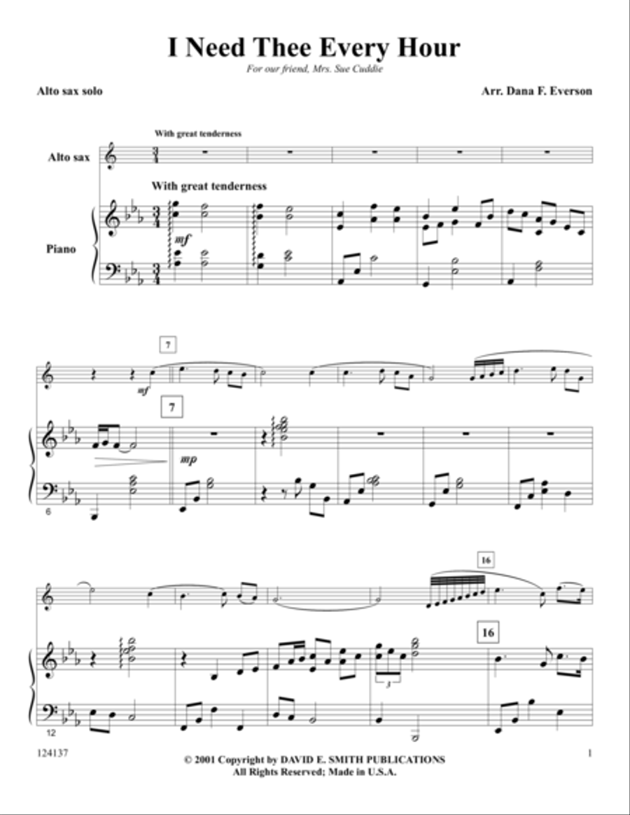 I Need Thee Every Hour Alto Saxophone scores gallery preview page 1