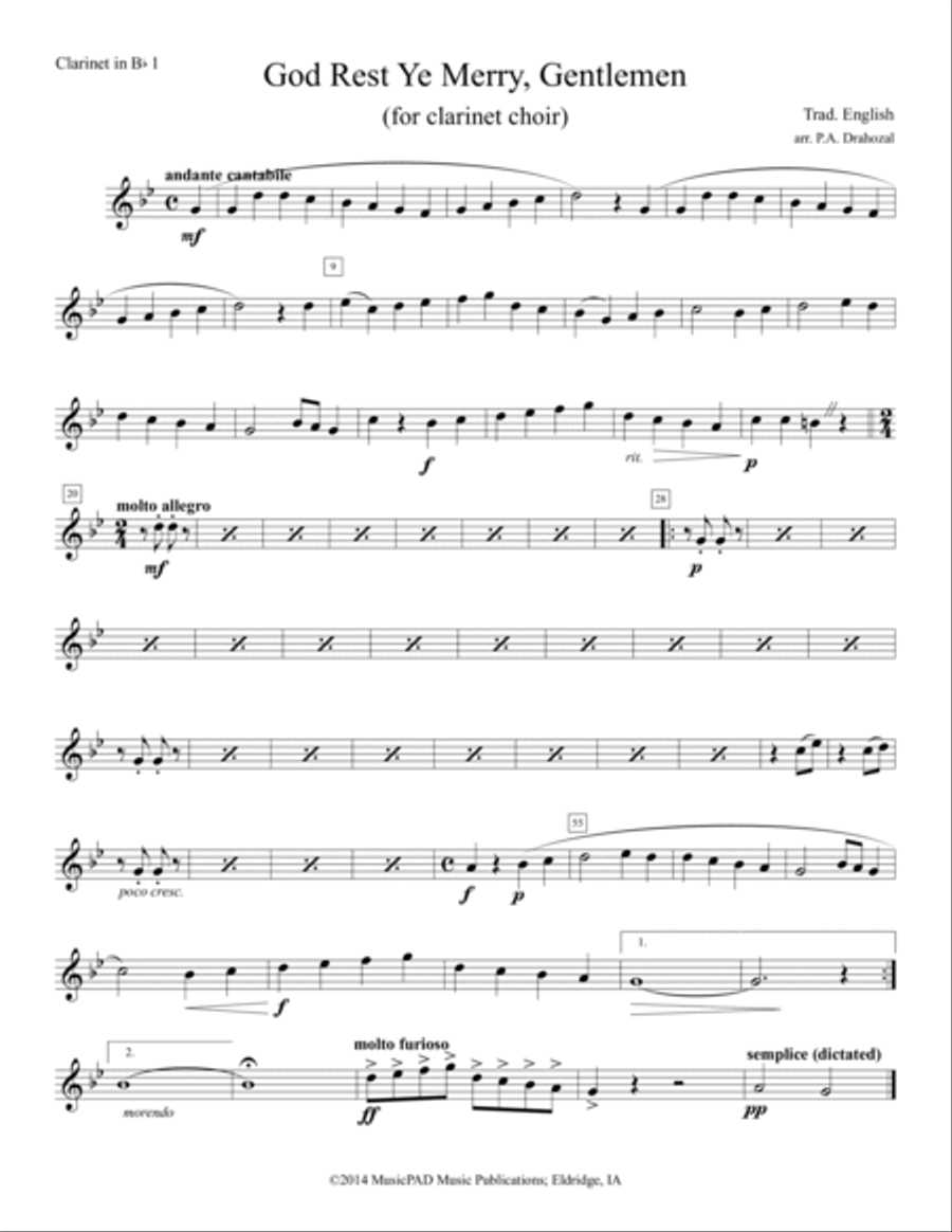 God Rest Ye Merry, Gentlemen (traditional English carol - for clarinet choir) Clarinet Choir scores gallery preview page 6