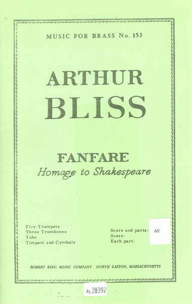 Fanfare Homage To Shakespeare - Brass Ensemble/Perc