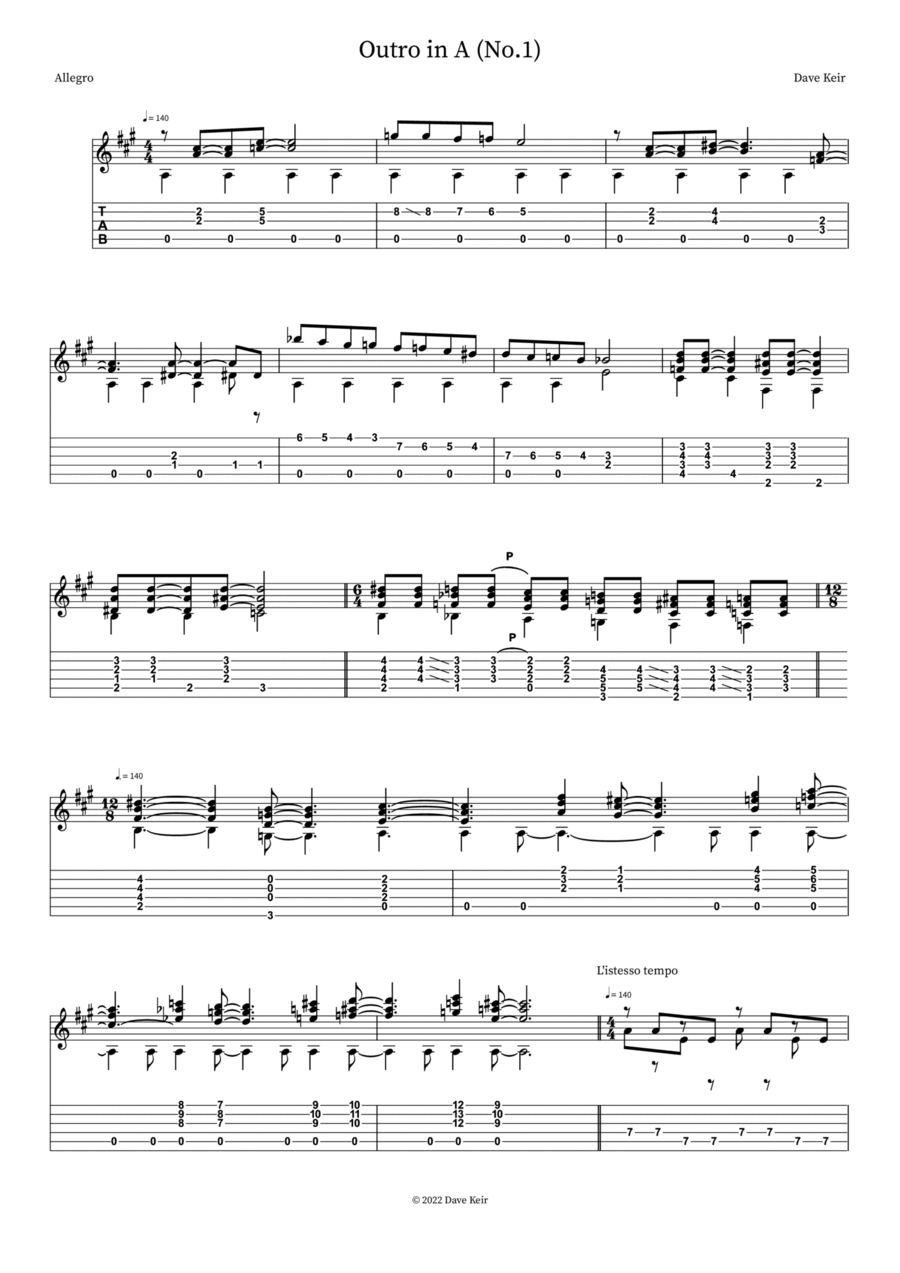 Outro in A (No.1) Outro in A (No.1) Part scores gallery preview page 1
