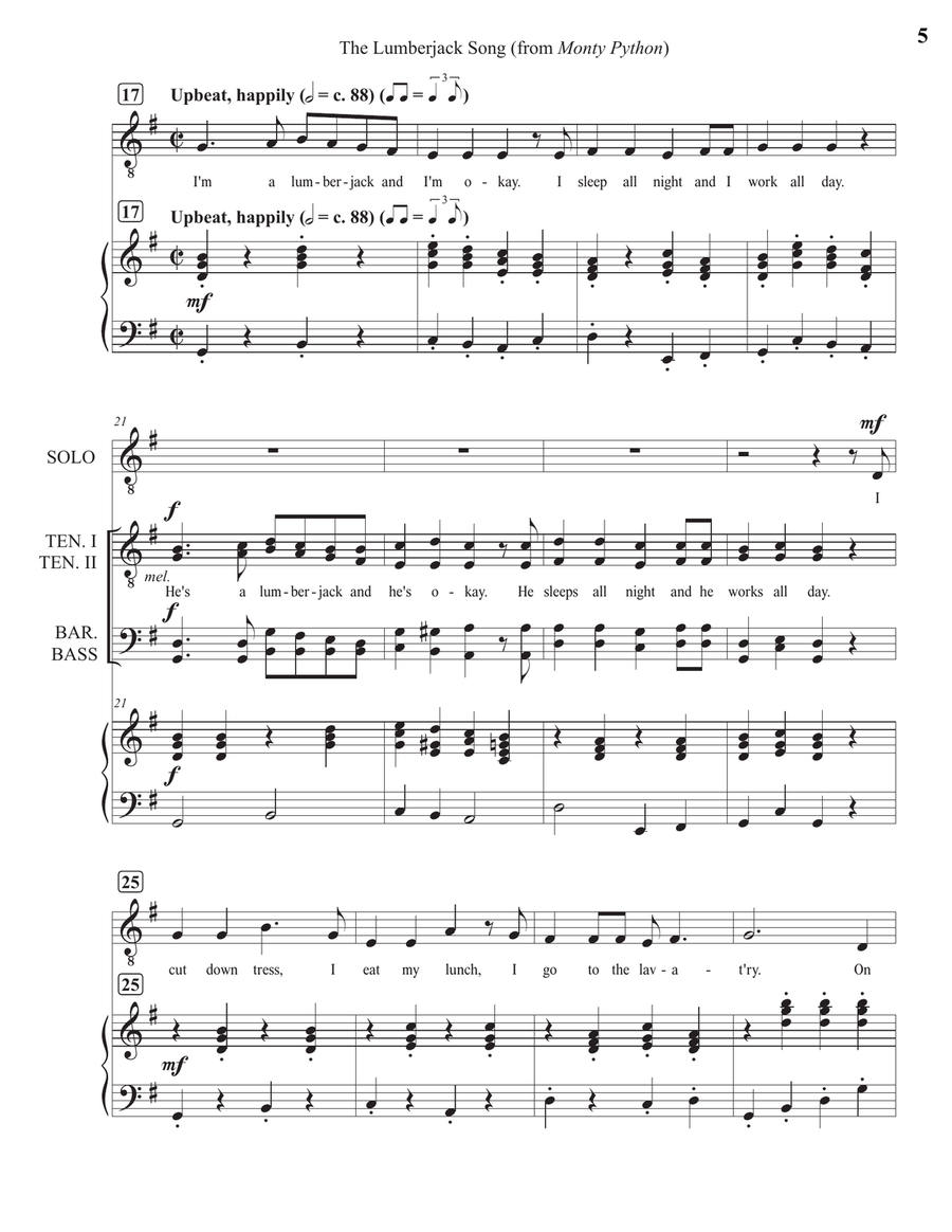 Lumberjack Song TTBB scores gallery preview page 5