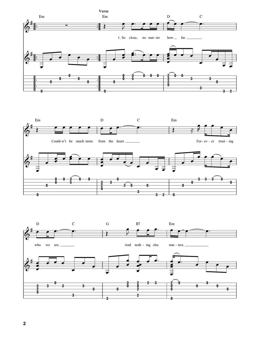 Nothing Else Matters Acoustic Guitar scores gallery preview page 2
