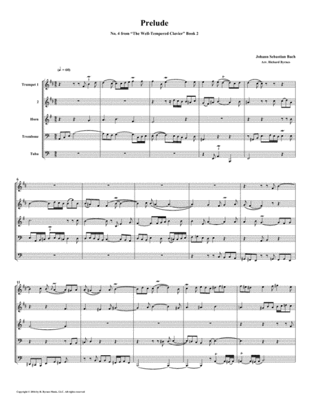 Prelude 04 from Well-Tempered Clavier, Book 2 (Brass Quintet) image number null