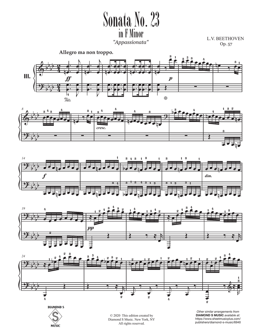 Piano Sonata No. 23, Op. 57 - APPASSIONATA - 3rd Movement - Beethoven Piano Solo scores gallery preview page 6