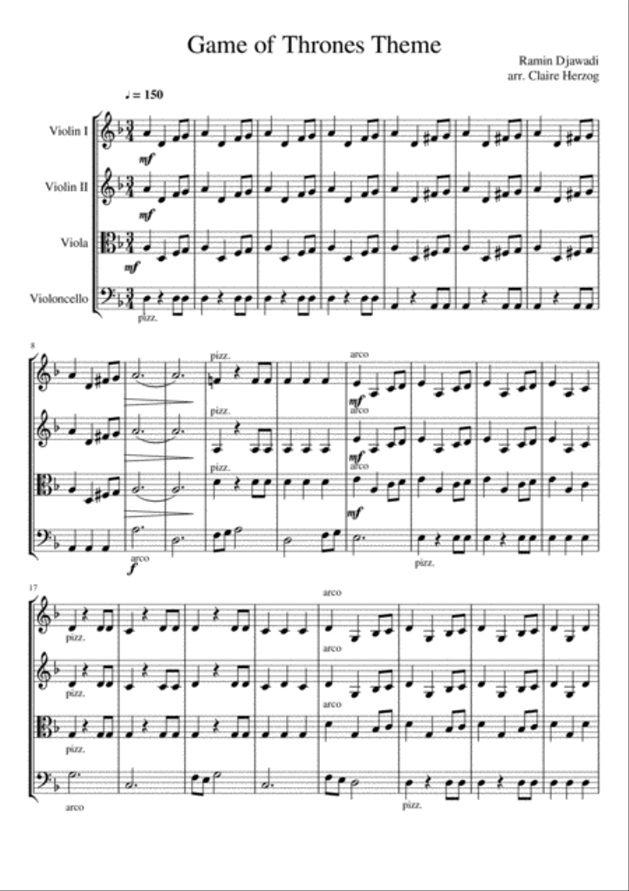 Game Of Thrones String Quartet scores gallery preview page 1