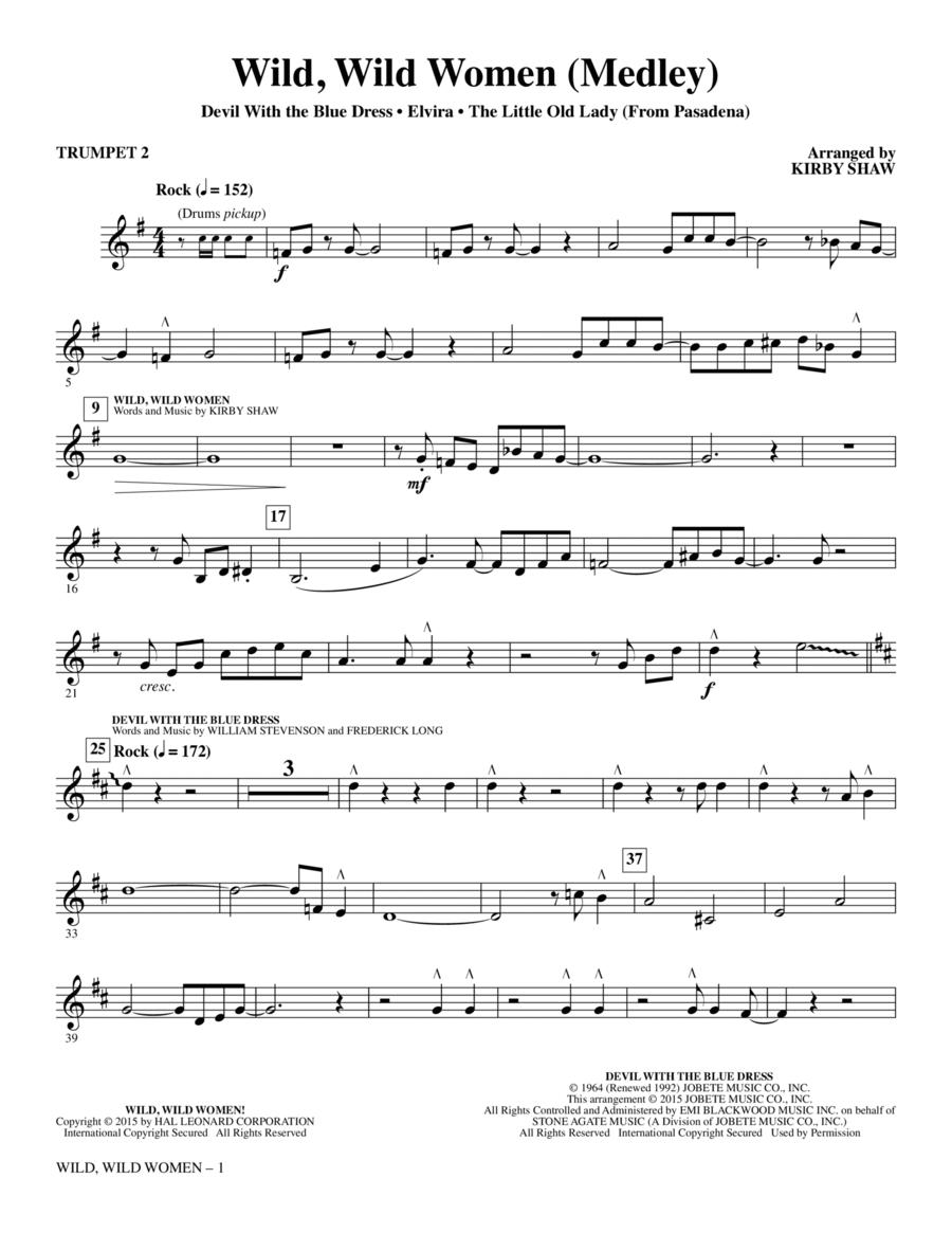 Wild, Wild Women - Bb Trumpet 2 Choir scores gallery preview page 1
