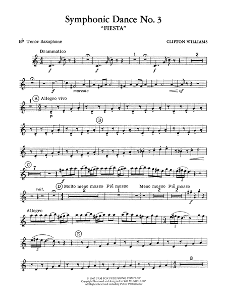 Symphonic Dance No. 3 ("Fiesta"): B-flat Tenor Saxophone
