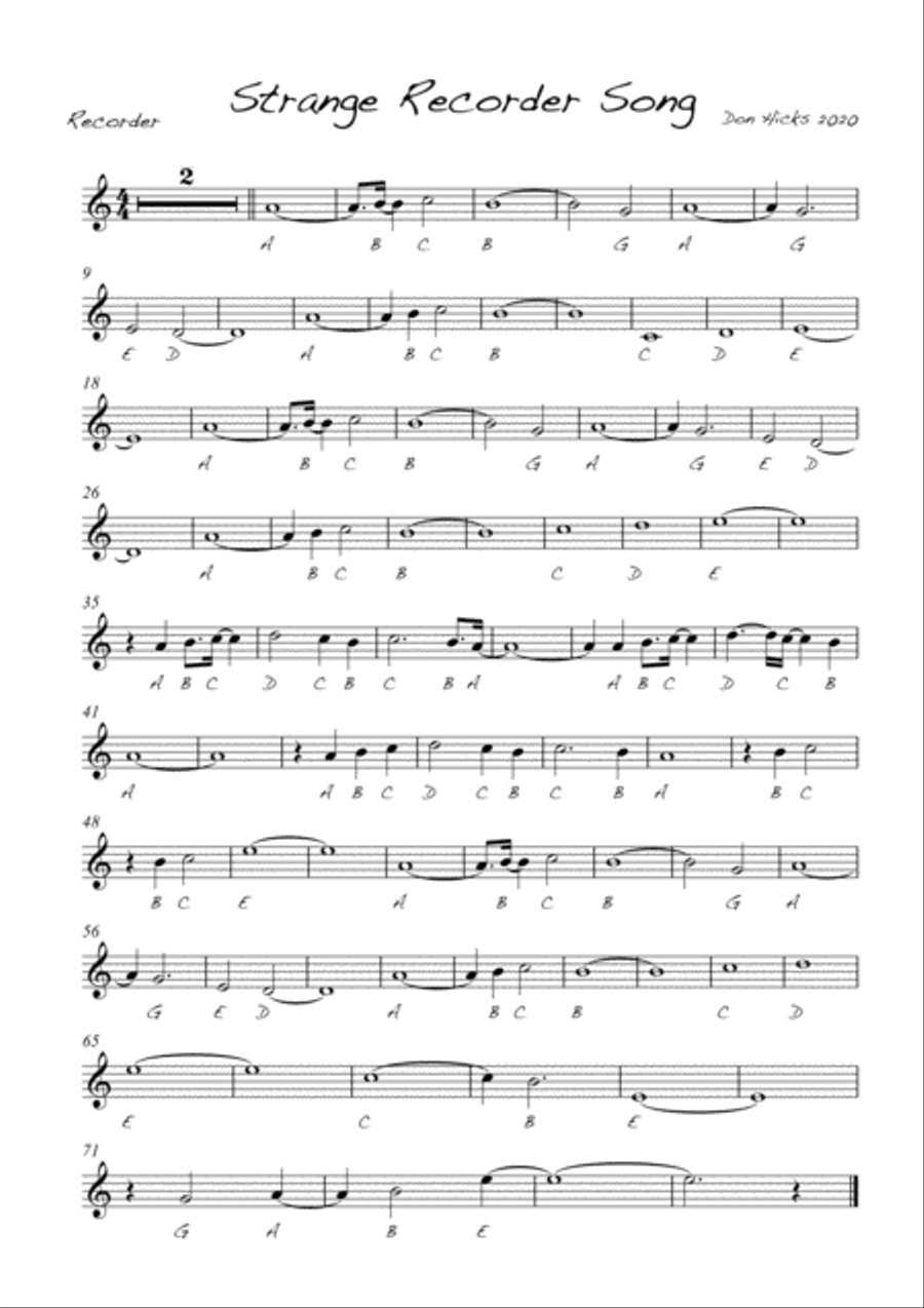 Strange Recorder Song Recorder scores gallery preview page 1