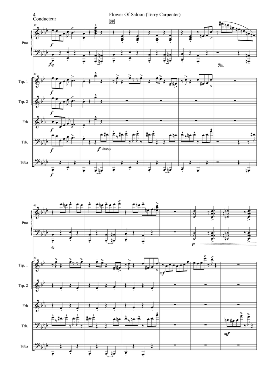 Flower of Saloon, for brass quintet and piano Brass Quintet scores gallery preview page 4