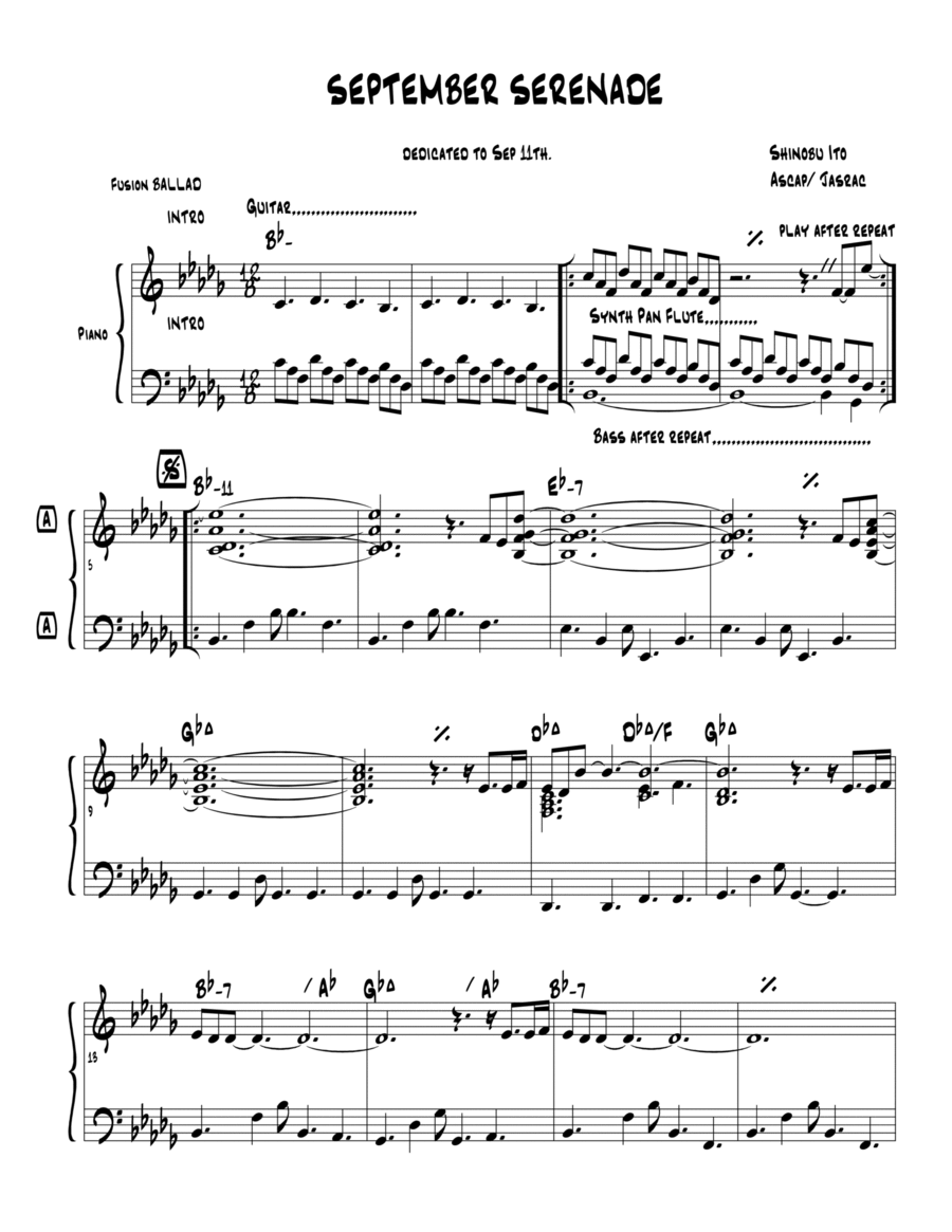 SEPTEMBER SERENADE Piano Solo scores gallery preview page 1