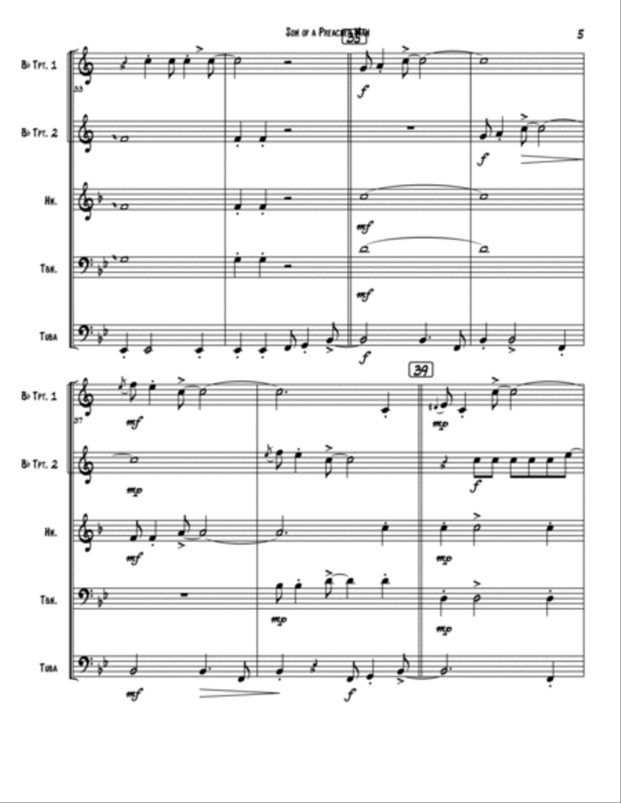 Son-Of-A-Preacher Man Brass Quintet scores gallery preview page 5