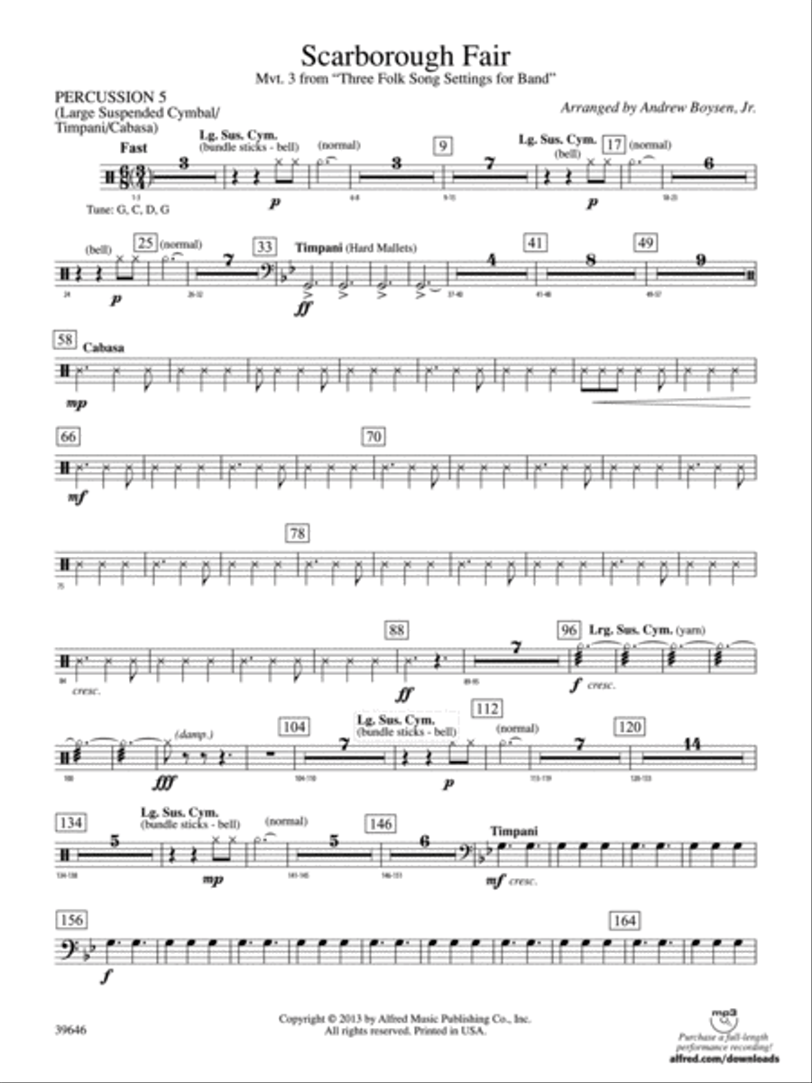Scarborough Fair: 5th Percussion Concert Band scores gallery preview page 1
