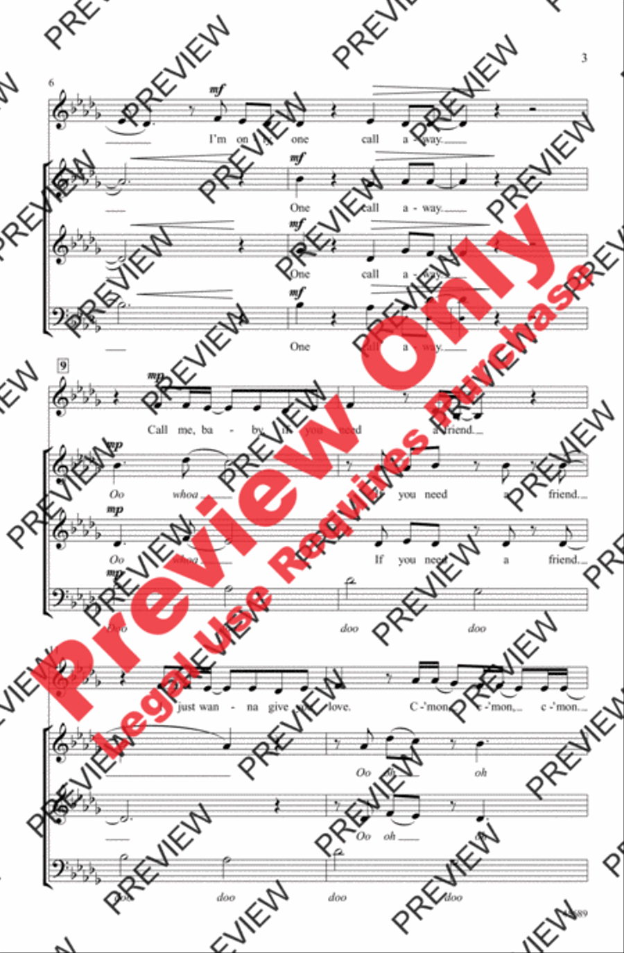 One Call Away One Call Away 3-Part scores gallery preview page 3
