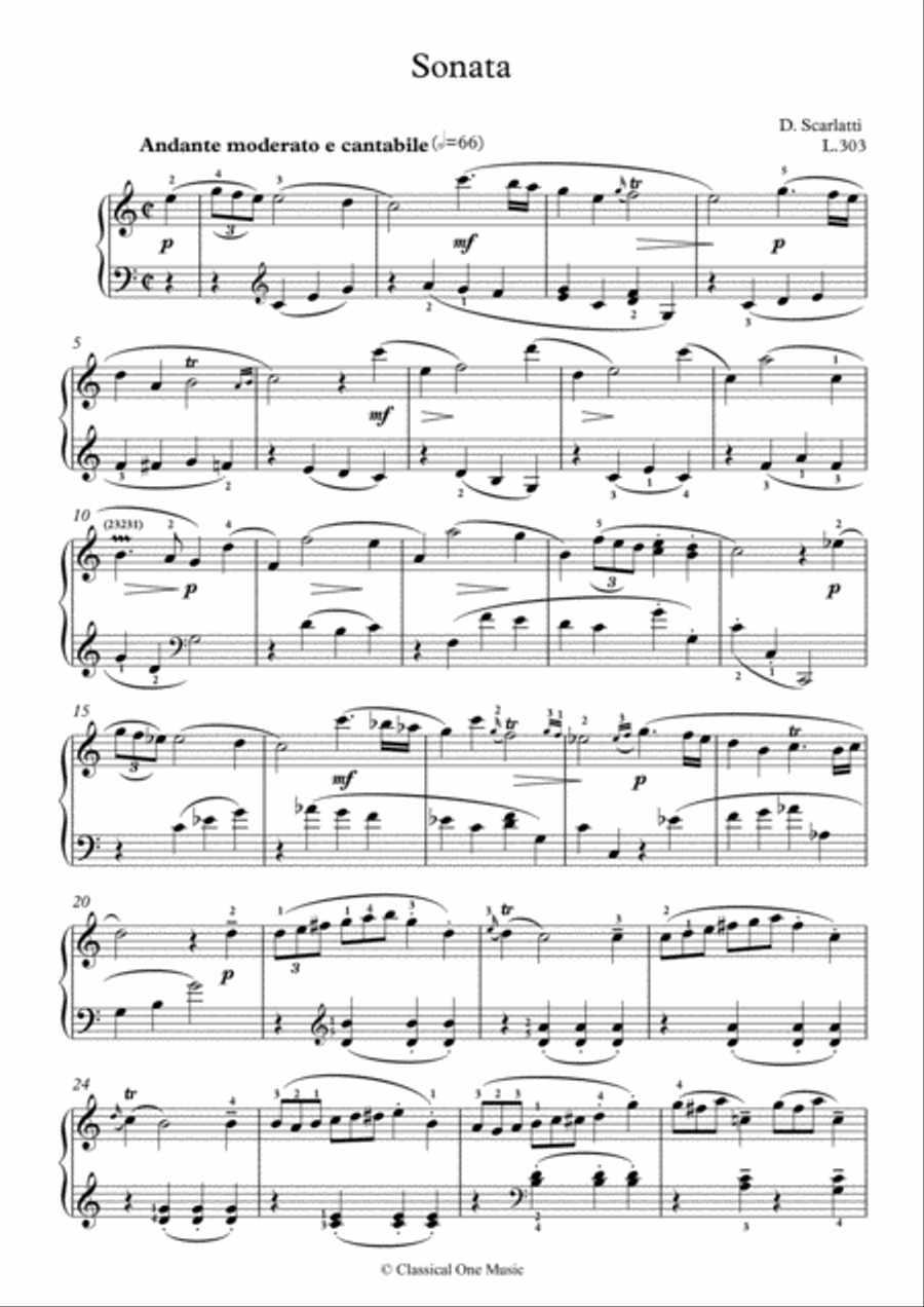 Scarlatti-Sonata in C-Major L.303 K.170(piano) Piano Solo scores gallery preview page 2
