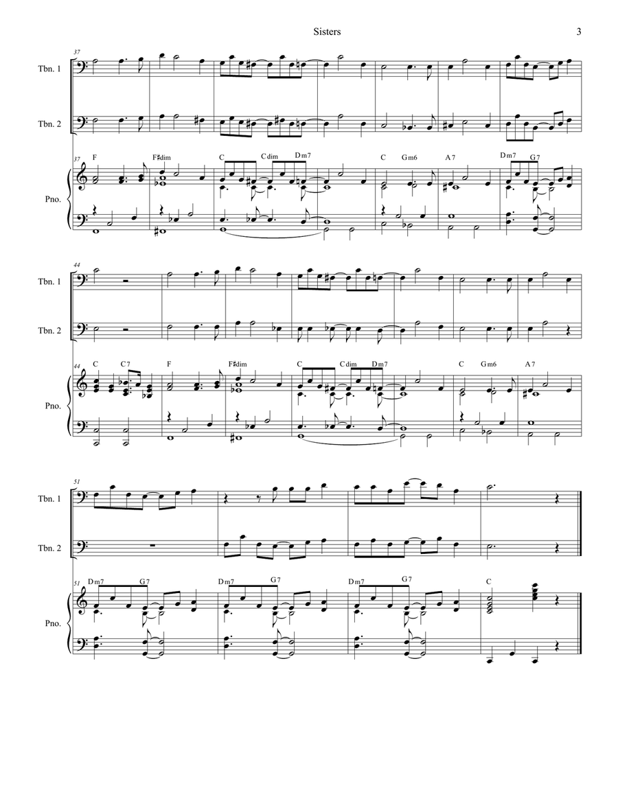 Sisters Sisters Trombone Duet scores gallery preview page 3