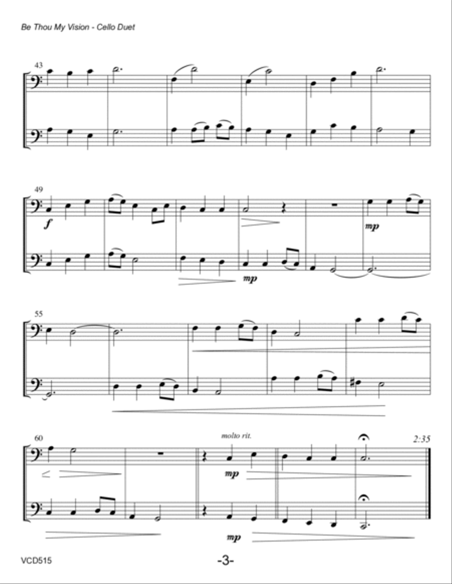 BE THOU MY VISION - CELLO DUET (unaccompanied) (Grade 3-) String Duet scores gallery preview page 3