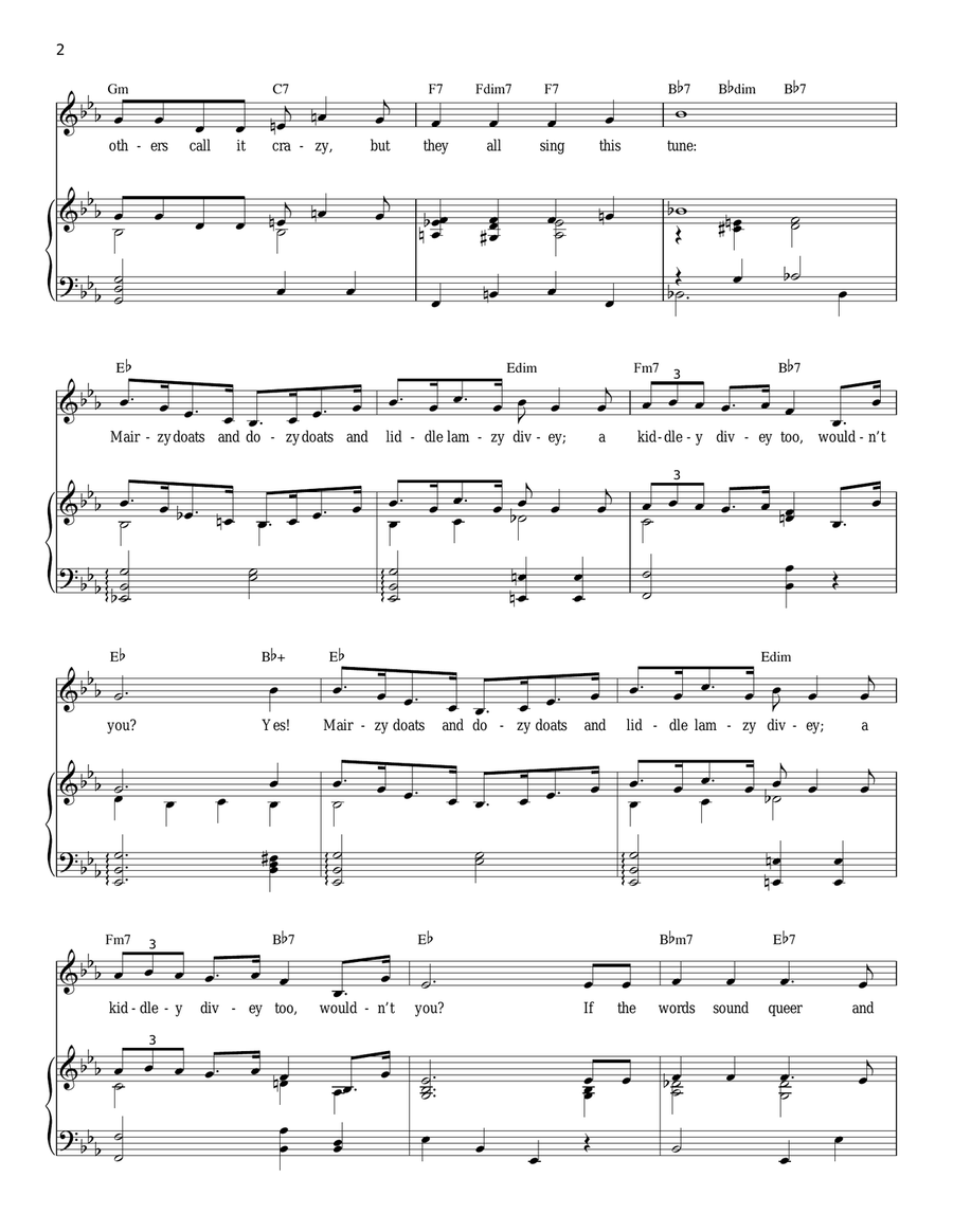 Mairzy Doats Piano, Vocal scores gallery preview page 2