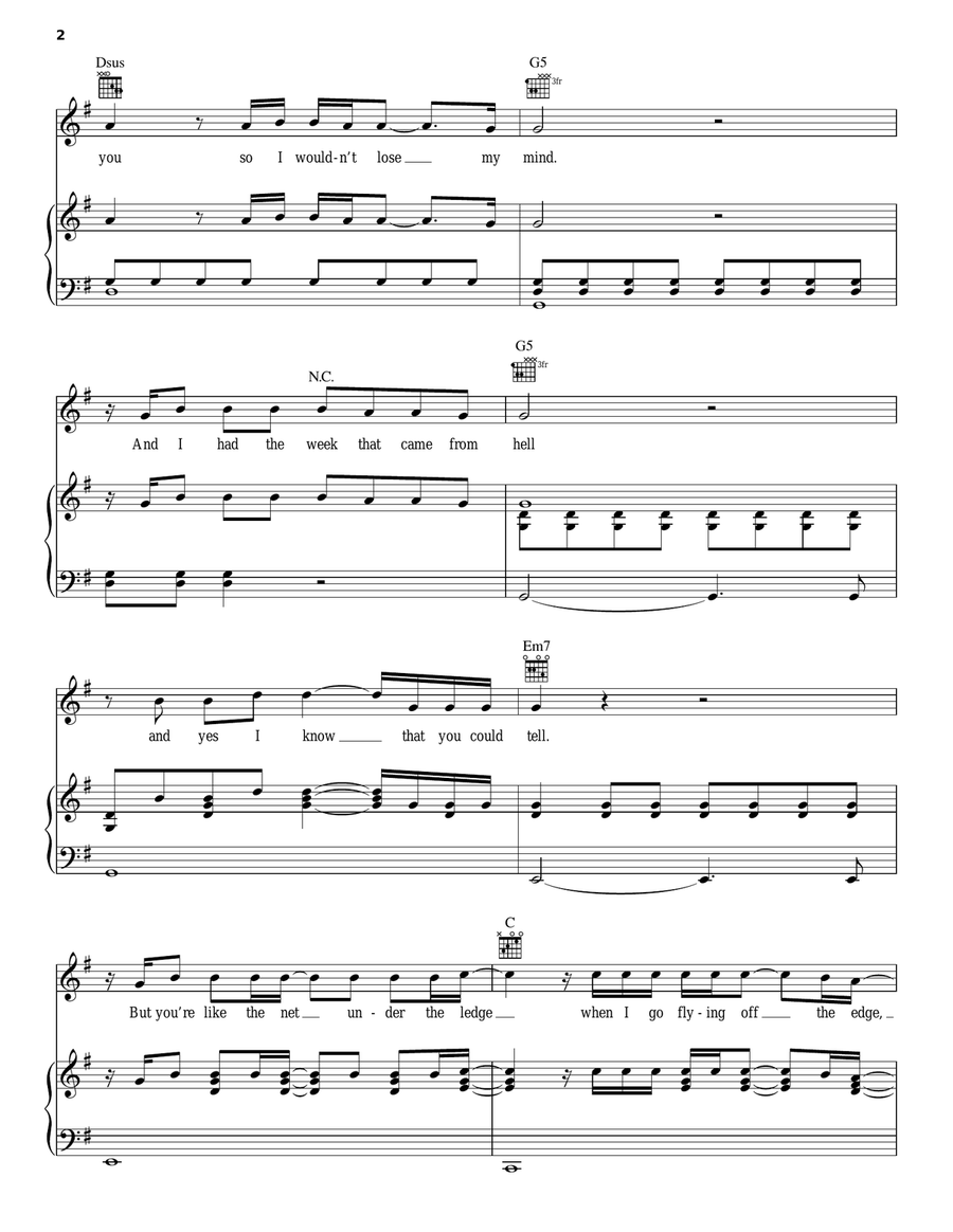 Something I Need Piano, Vocal, Guitar scores gallery preview page 2