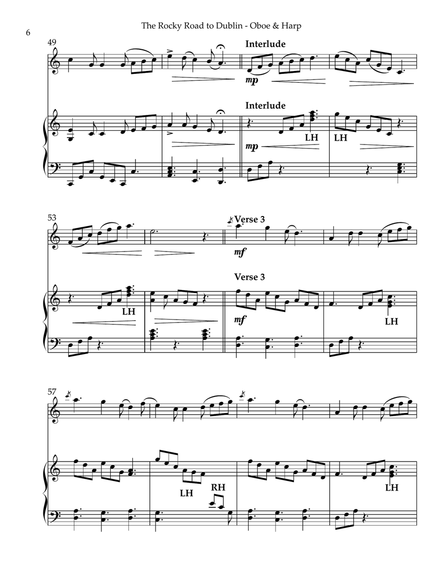 The Rocky Road to Dublin, Duet for Oboe & Harp Oboe scores gallery preview page 6