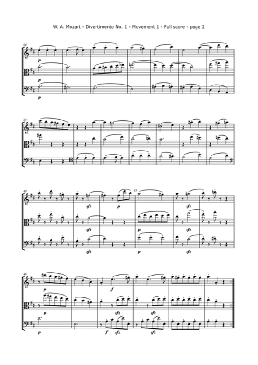 Mozart, W. A. - Divertimento. No.1, K. 229, Arranged for Violin, Viola and Cello image number null