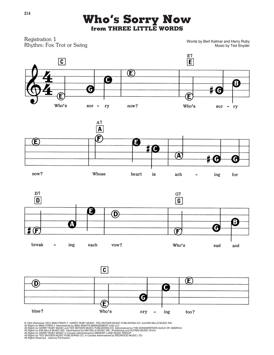 Who's Sorry Now Who's Sorry Now Electronic Keyboard scores gallery preview page 1