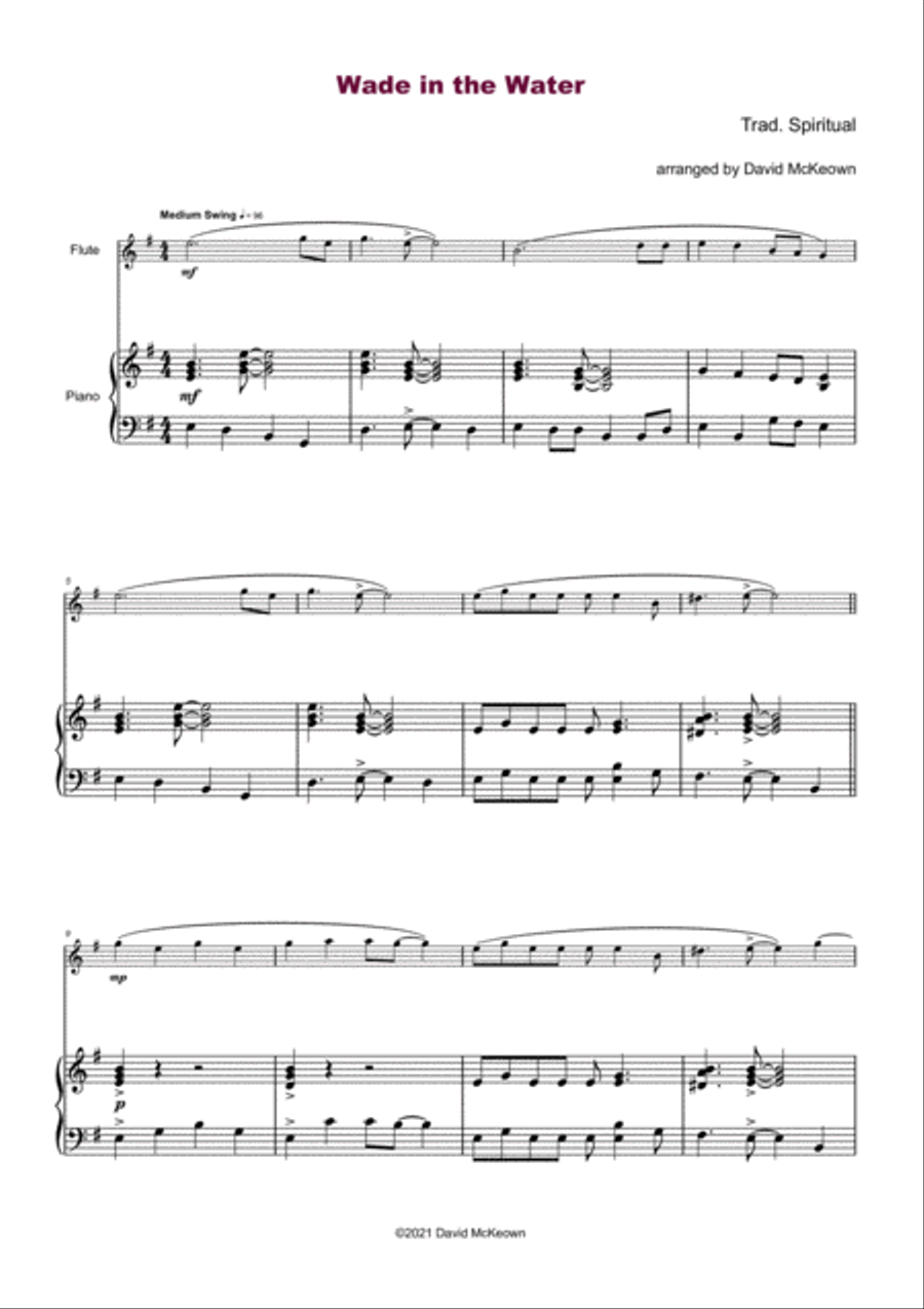 Wade in the Water, Gospel Song for Flute and Piano Flute Solo scores gallery preview page 2