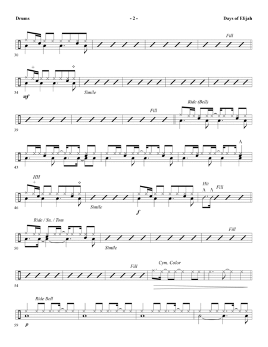 Days of Elijah (arr. David Angerman) - Drums Choir scores gallery preview page 2